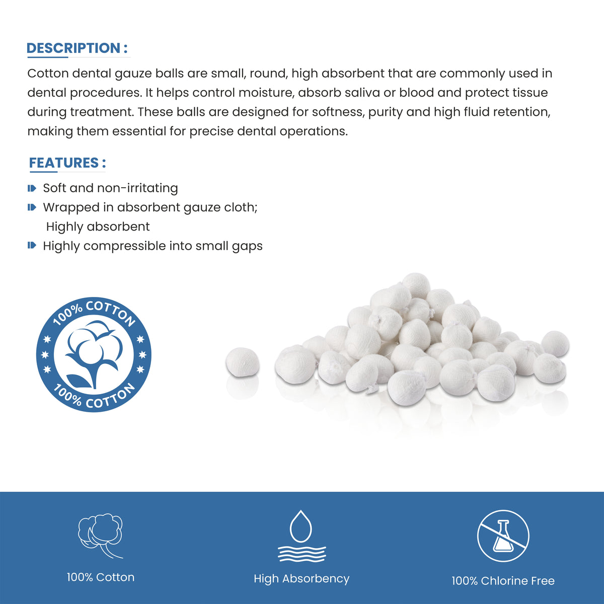 Cotton Dental Gauze Balls
