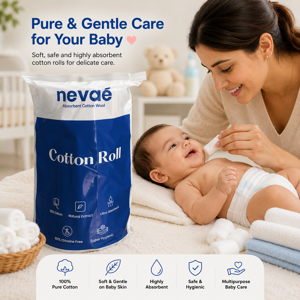 Absorbent Cotton Roll – Soft & Highly Absorbent