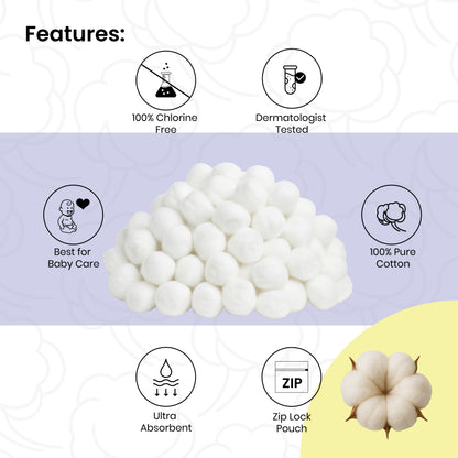 Cotton Balls – 100% Pure Cotton, Soft & Absorbent