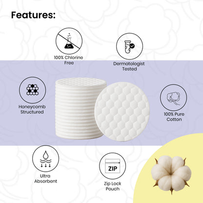 Premium Soft Facial Cotton Pads  (Pack of 2-50 Pcs each)