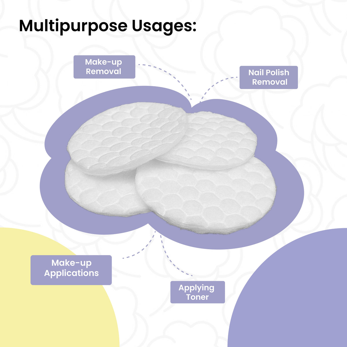 Premium Soft Facial Cotton Pads  (Pack of 2-50 Pcs each)
